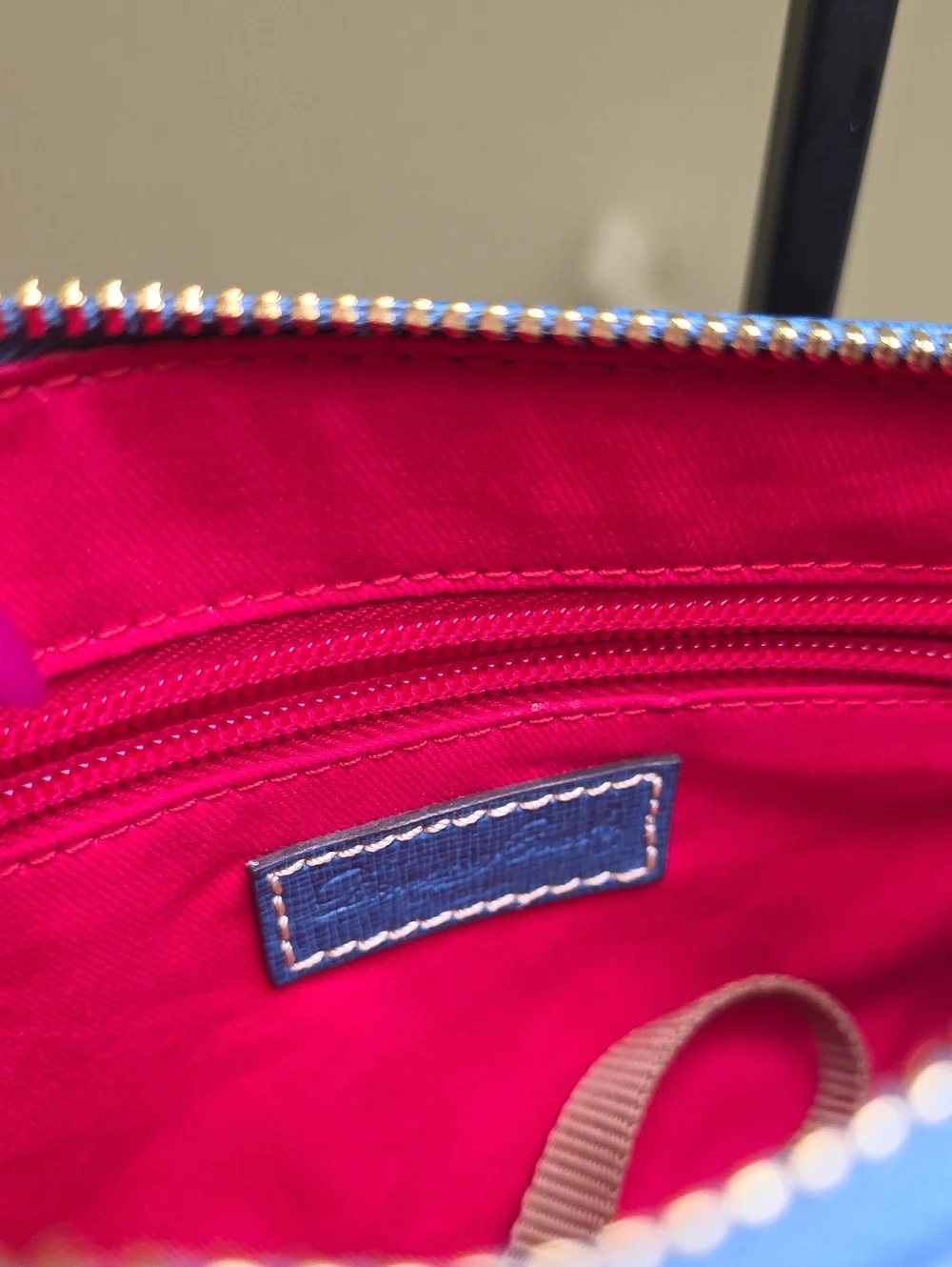 Dooney & Bourke Denim Blue Leather Barrel Minibag Crossbody EUC